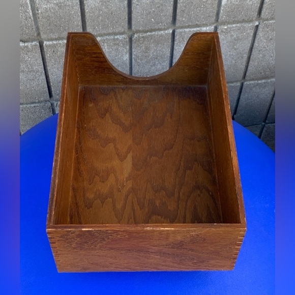 Mid Century Vintage Carver Finger Jointed Solid Oak Desk File Box - Picture 3 of 16